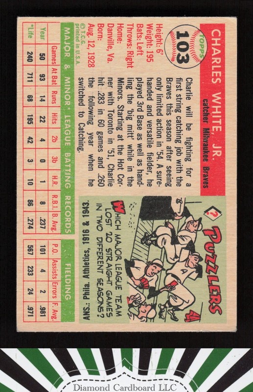 1955 Topps #103 Charlie White EX k, back