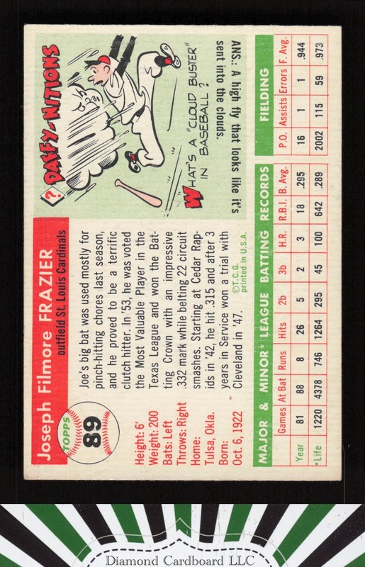 1955 Topps #89 Joe Frazier VG+ k, back