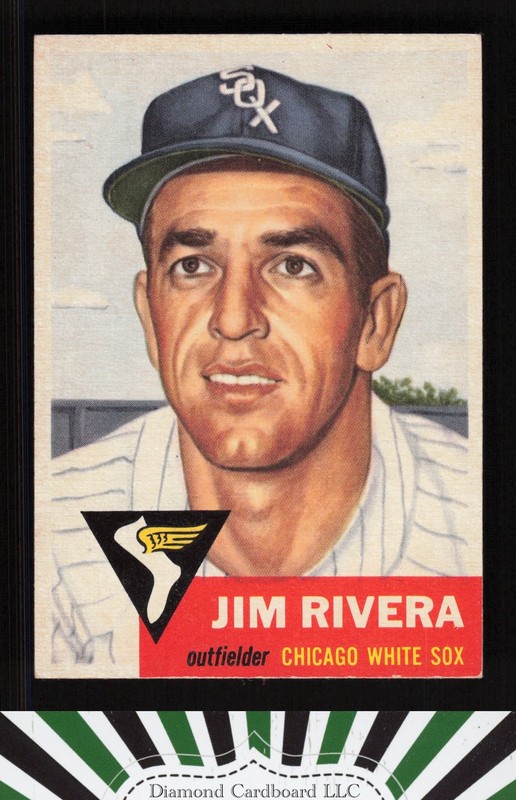 1953 Topps #156 Jim Rivera : Bio uses white text EXMT+ [CENTERED] h, front