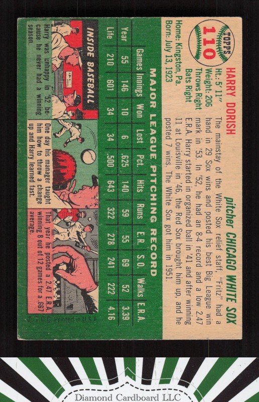 1954 Topps #110 Harry Dorish GD n, back
