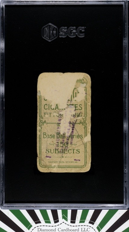 1909 T206 Sovereign Frank Chance Red Background Portrait SGC 1, back