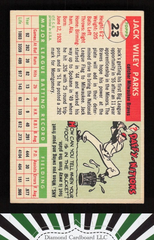 1955 Topps #23 Jack Parks VGEX+ e, back