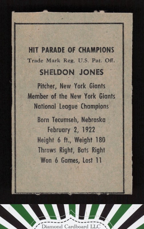1952 Berk Ross # Sheldon Jones NM (MC), back