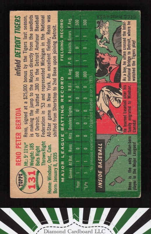 1954 Topps #131 Reno Bertoia VG c, back