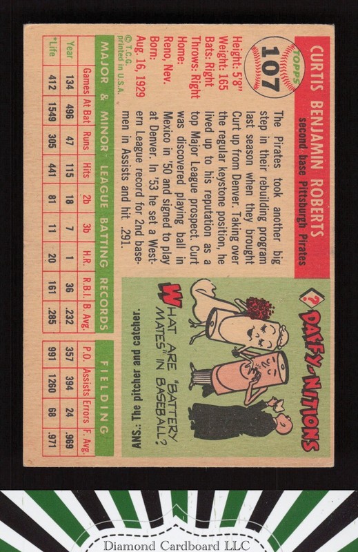 1955 Topps #107 Curt Roberts VGEX c, back