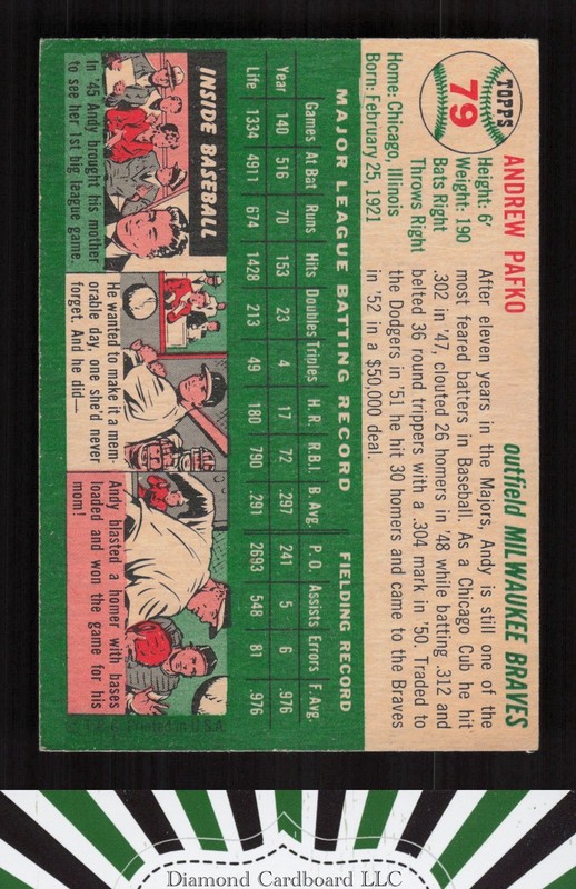 1954 Topps #79 Andy Pafko EX+ l, back