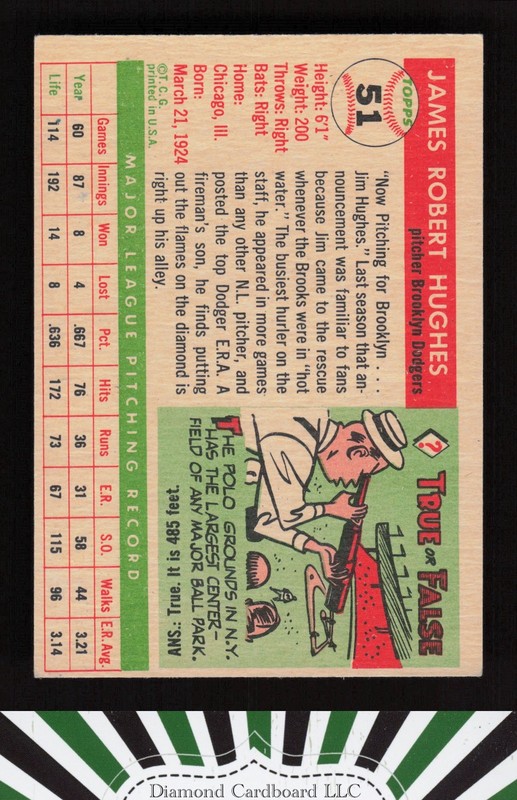 1955 Topps #51 Jim Hughes VGEX+ a, back