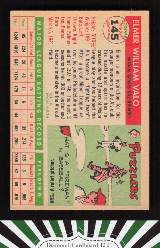 1955 Topps #145 Elmer Valo VGEX f, back