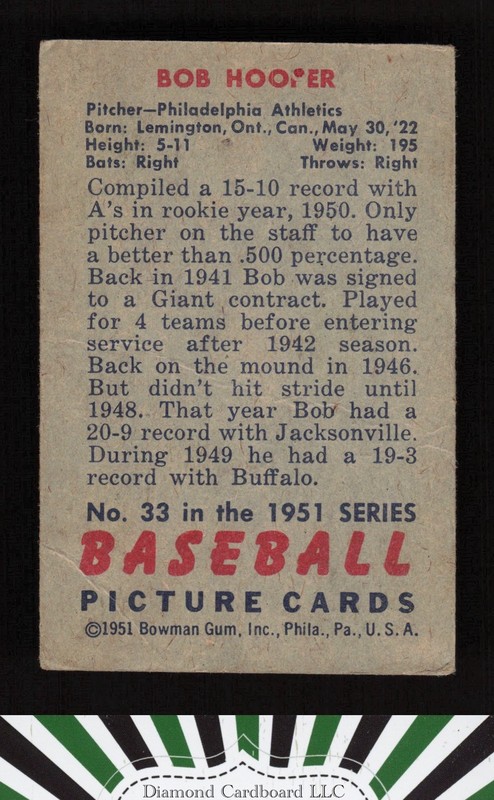1951 Bowman #33 Bob Hooper VG, back