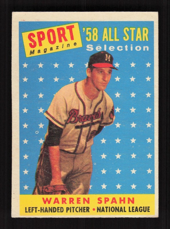 1958 Topps #494 Warren Spahn VGEX d, front