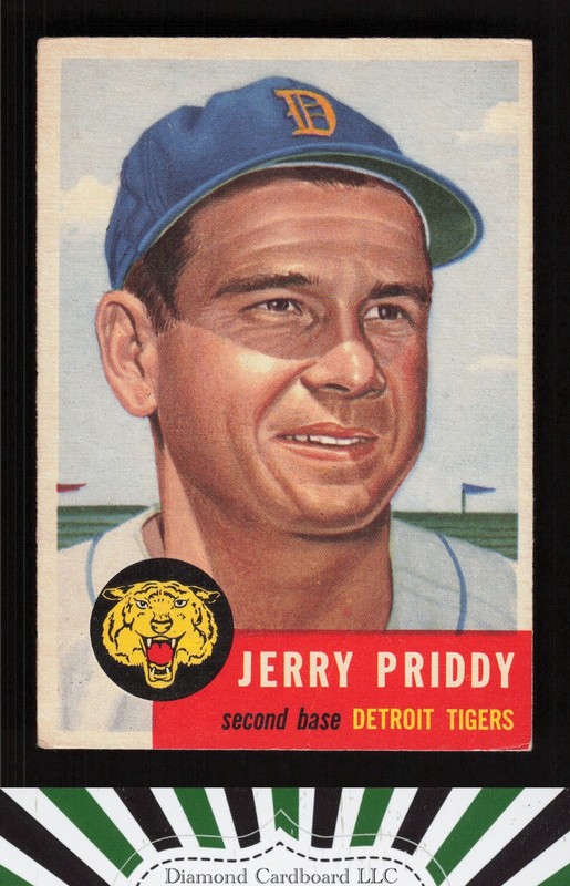 1953 Topps #113 Jerry Priddy : Bio uses black text GD+ a, front