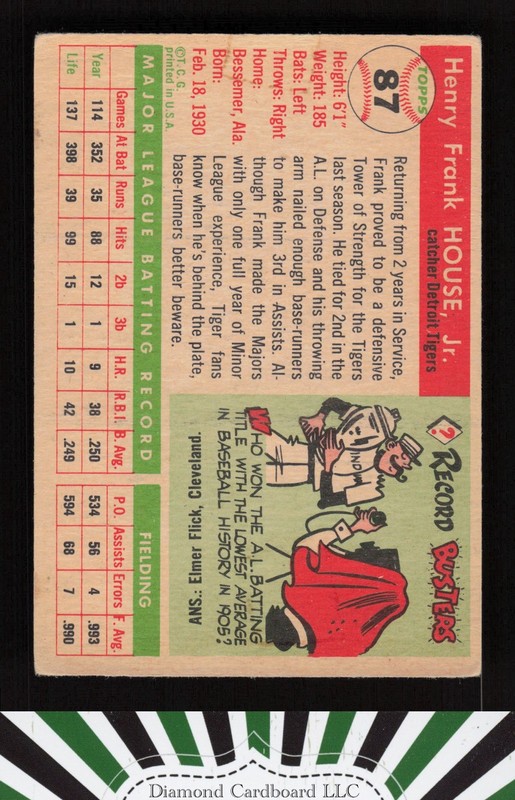 1955 Topps #87 Frank House VG f, back