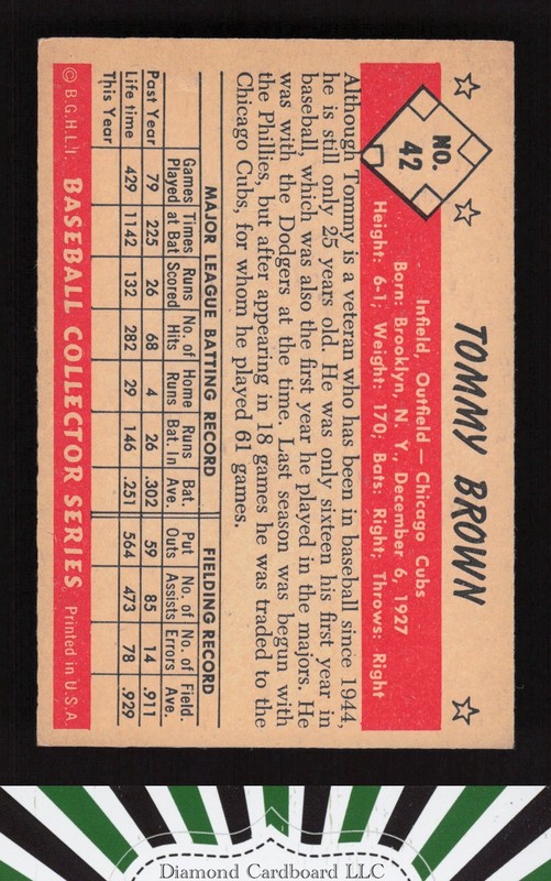 1953 Bowman Color #42 Tommy Brown VGEX+ a, back