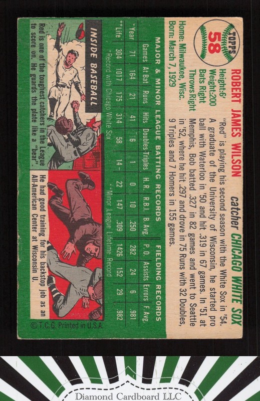 1954 Topps #58 Bob Wilson VG l, back