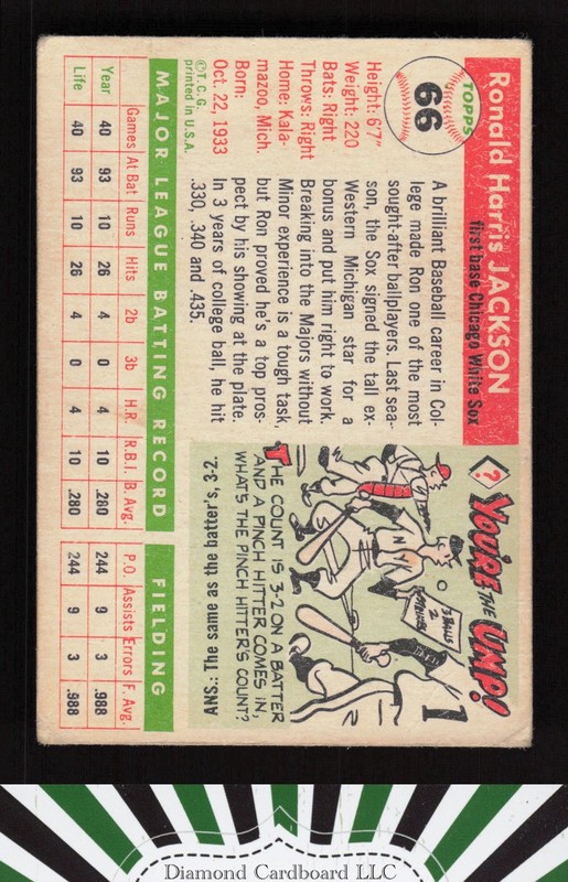 1955 Topps #66 Ron Jackson VG e, back