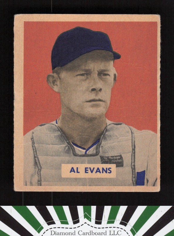 1949 Bowman #132 Al Evans Script Name On Back FR a, front