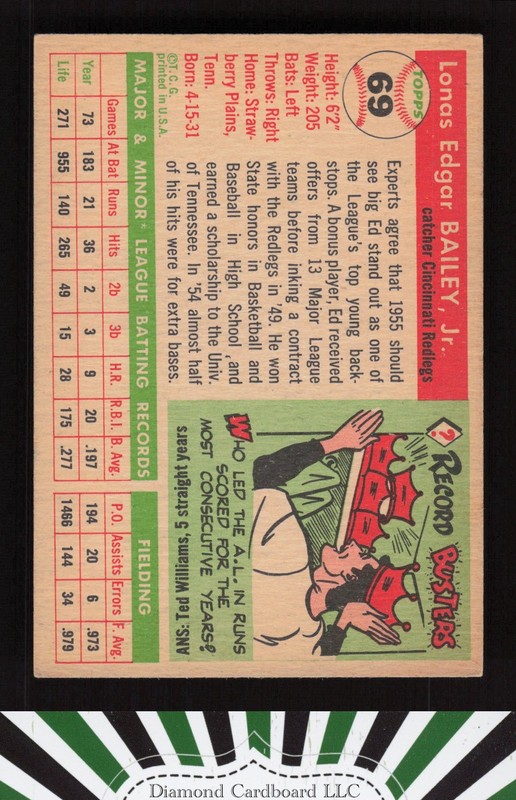 1955 Topps #69 Ed Bailey VG [CENTERED] j, back