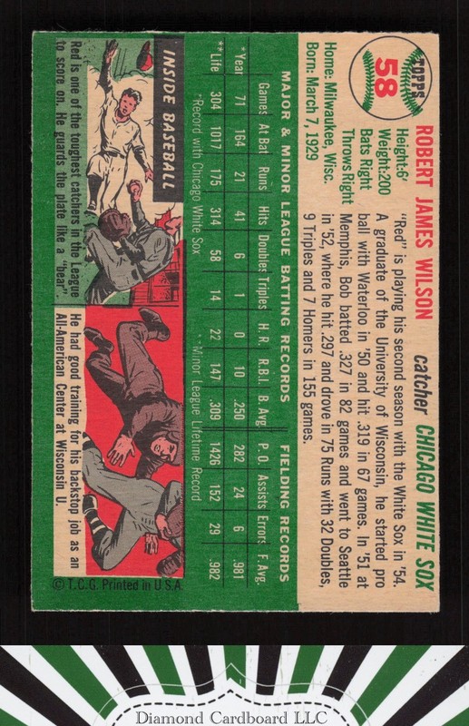 1954 Topps #58 Bob Wilson VGEX i, back