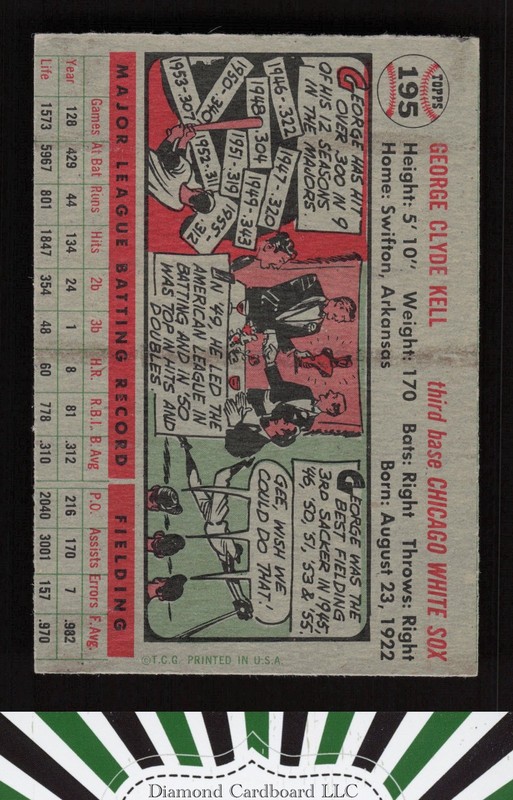 1956 Topps #195 George Kell VGEX (MC) h, back