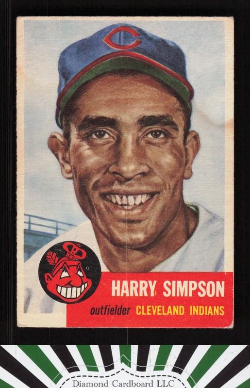 1953 Topps #150 Harry Simpson : Bio uses black text GD d, front
