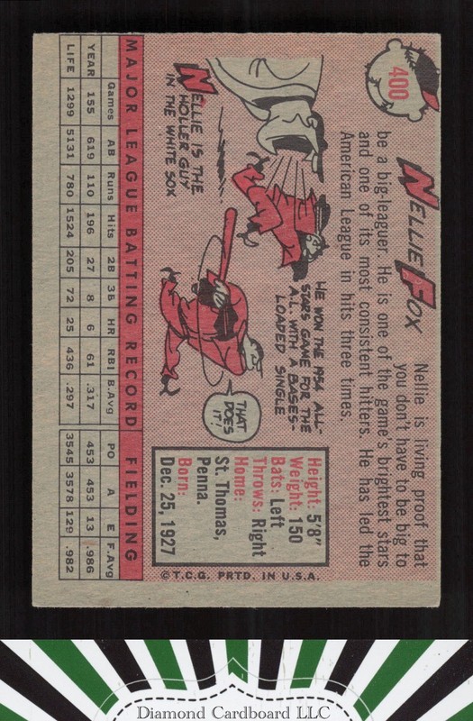 1958 Topps #400 Nellie Fox VGEX h, back
