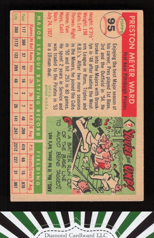 1955 Topps #95 Preston Ward VG e, back