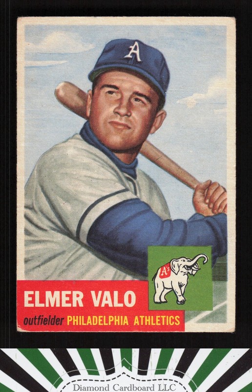 1953 Topps #122 Elmer Valo : Bio uses black text FR c, front