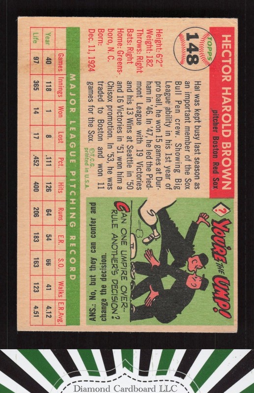 1955 Topps #148 Hal Brown VGEX e, back