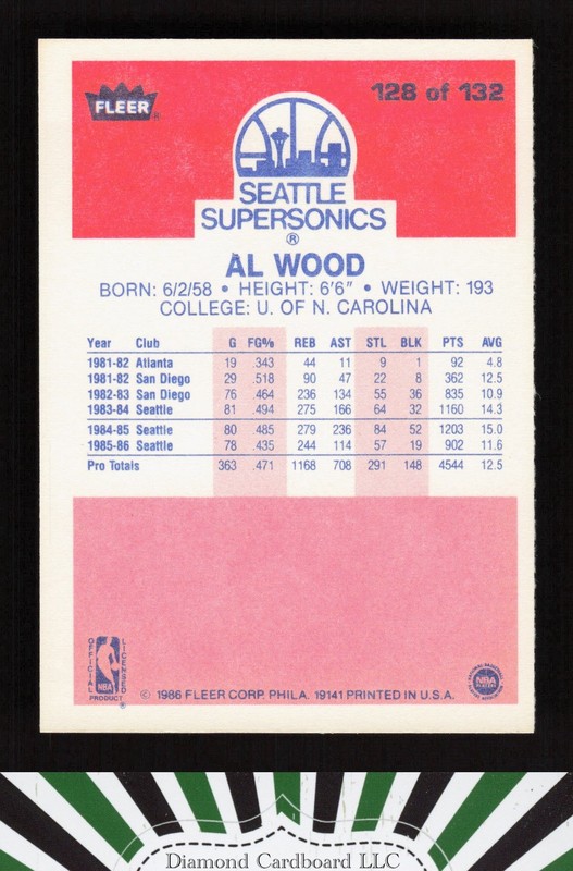 1986-87 Fleer #128 Al Wood NMMT, back