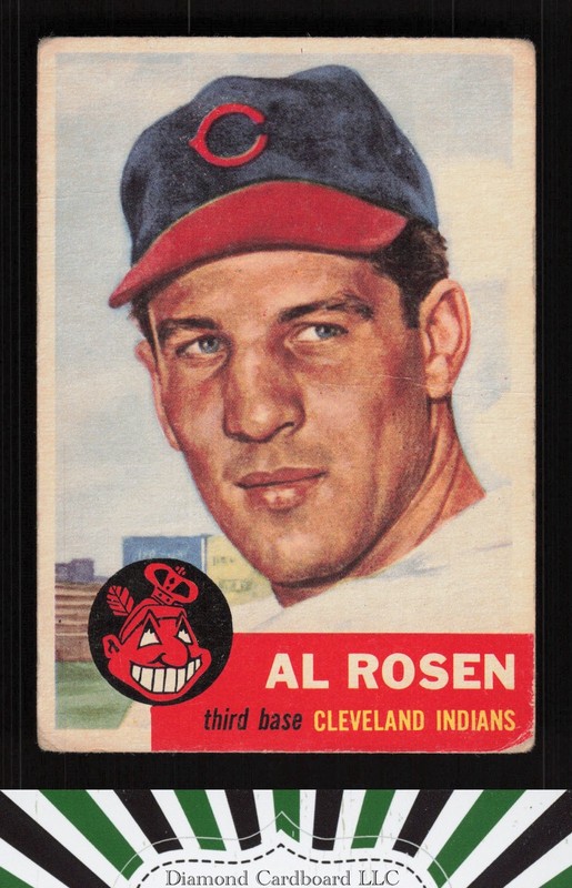 1953 Topps #135 Al Rosen : Bio uses white text FR a, front