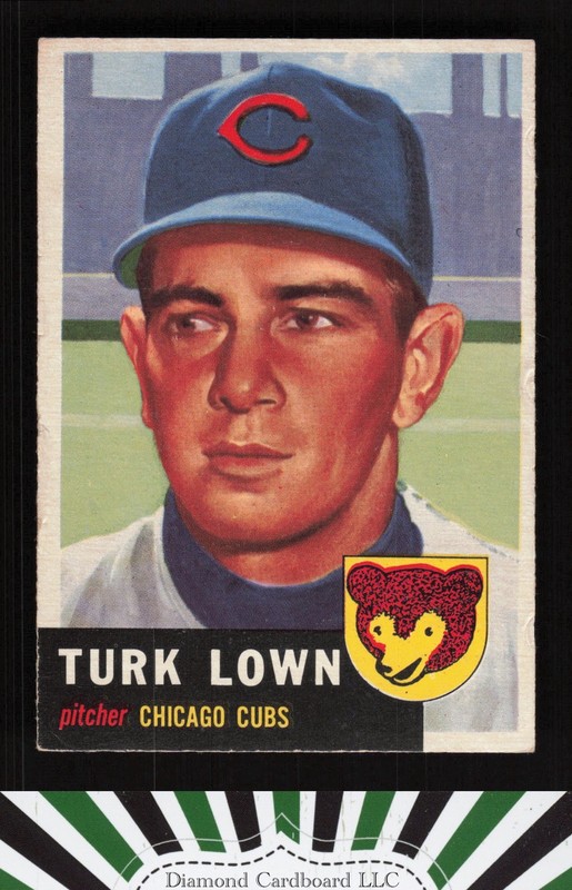 1953 Topps #130 Turk Lown : Bio uses black text FR c, front