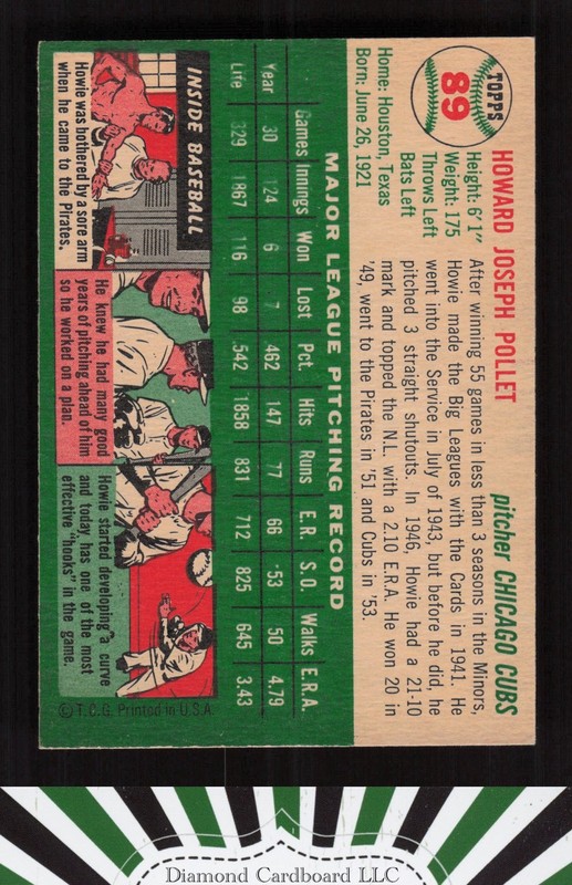 1954 Topps #89 Howie Pollet EX (MC) n, back