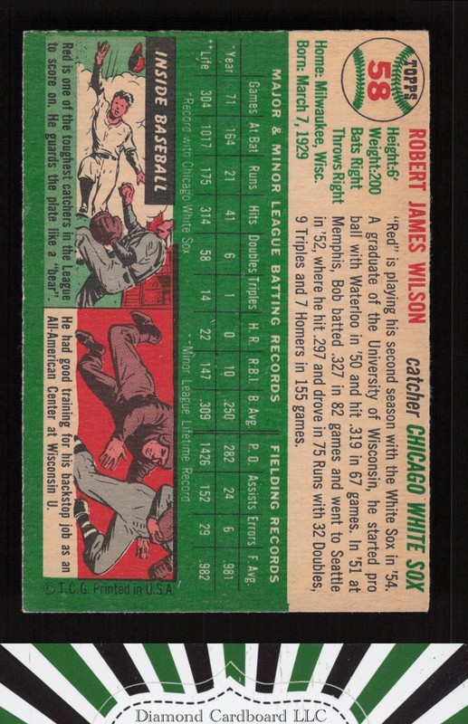 1954 Topps #58 Bob Wilson VGEX g, back