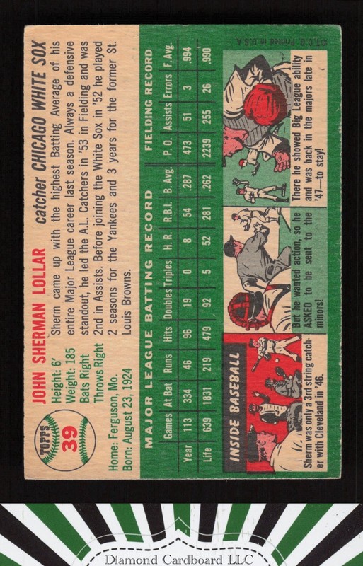 1954 Topps #39 Sherm Lollar GD a, back