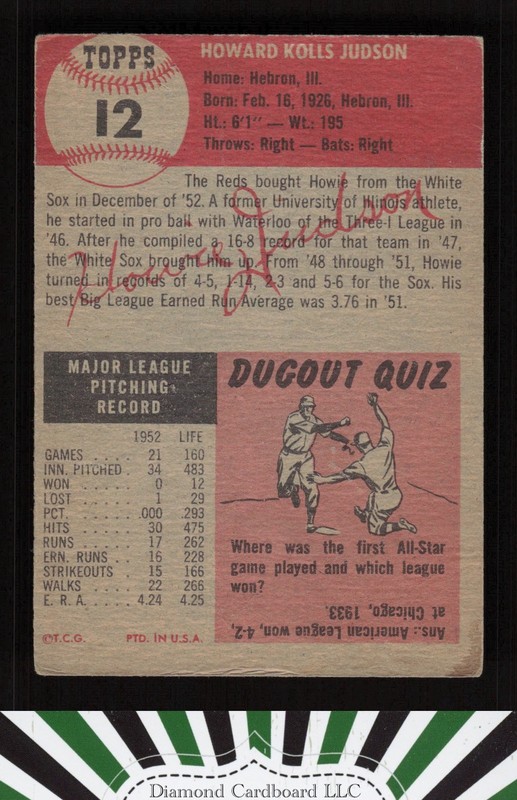 1953 Topps #12 Howie Judson VG c, back