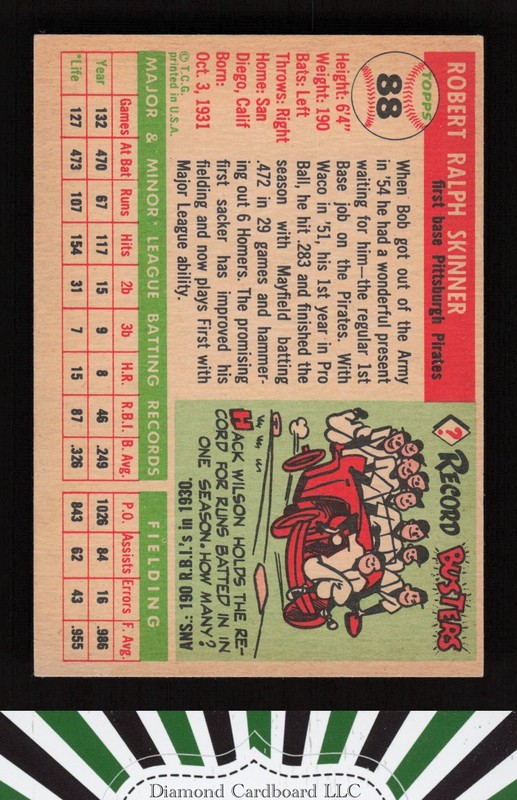 1955 Topps #88 Bob Skinner VGEX [CENTERED] j, back