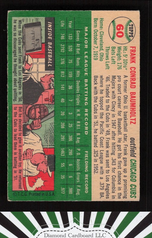 1954 Topps #60 Frank Baumholtz VG+ i, back