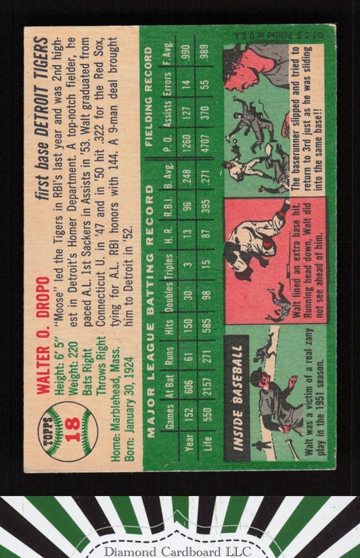 1954 Topps #18 Walt Dropo VGEX d, back