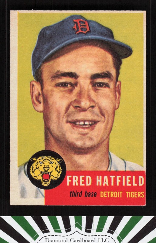 1953 Topps #163 Fred Hatfield : Bio uses white text EX+ e, front