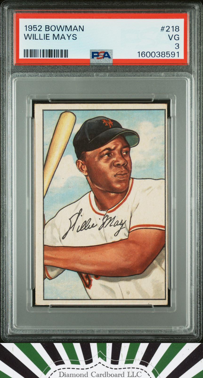 1952 Bowman #218 Willie Mays PSA 3, front