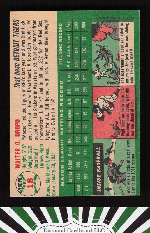 1954 Topps #18 Walt Dropo VGEX h, back