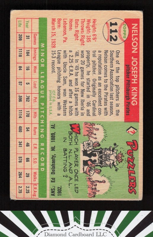 1955 Topps #112 Nelson King GD+ a, back