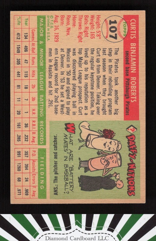 1955 Topps #107 Curt Roberts EX l, back