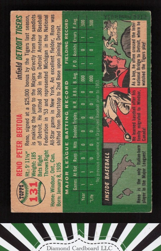 1954 Topps #131 Reno Bertoia VG e, back