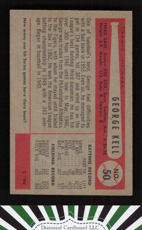 1954 Bowman #50 George Kell EX e, back