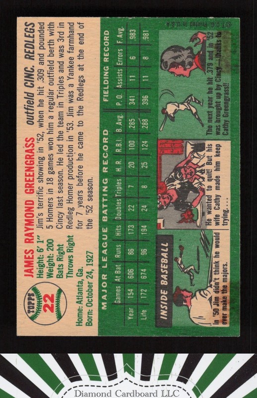 1954 Topps #22 Jim Greengrass EX+ a, back