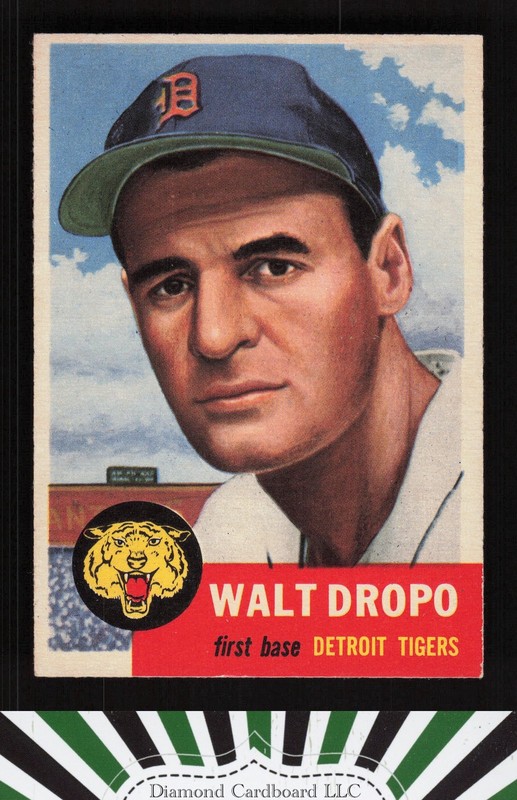 1953 Topps #121 Walt Dropo : Bio uses white text EXMT j, front