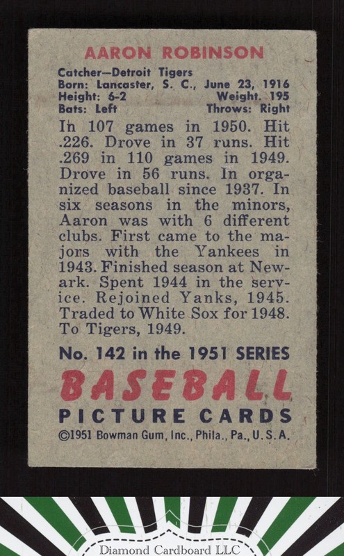 1951 Bowman #142 Aaron Robinson VGEX, back