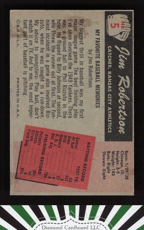 1955 Bowman #5 Jim Robertson VG, back