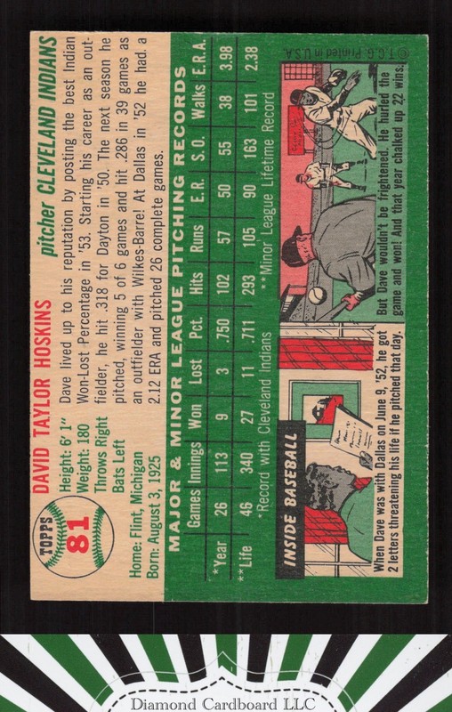1954 Topps #81 Dave Hoskins VG n, back